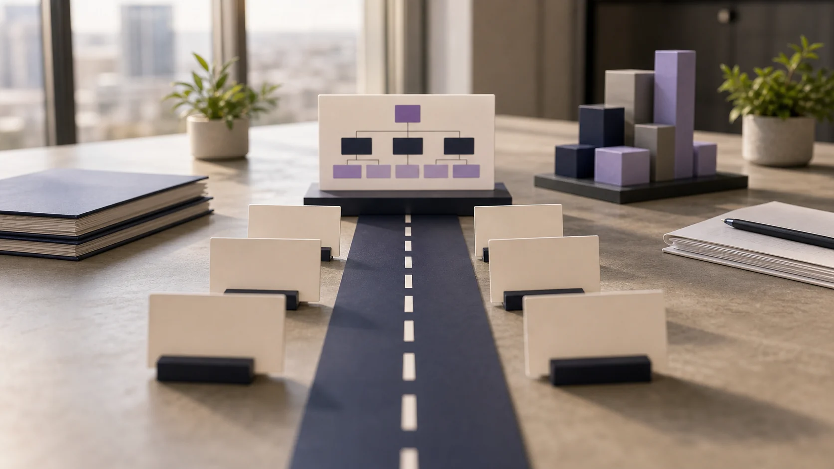 Roadmap display with staged growth milestones and buyer-ready folders