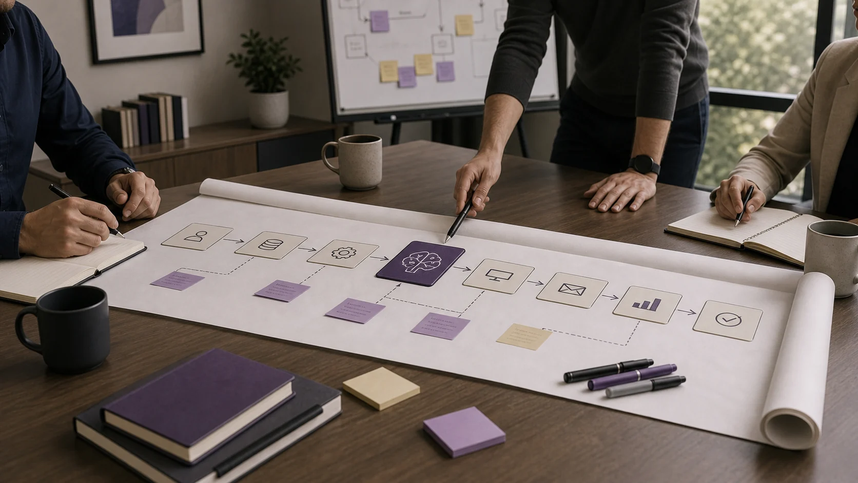 Process map with an AI automation card inserted into business operations