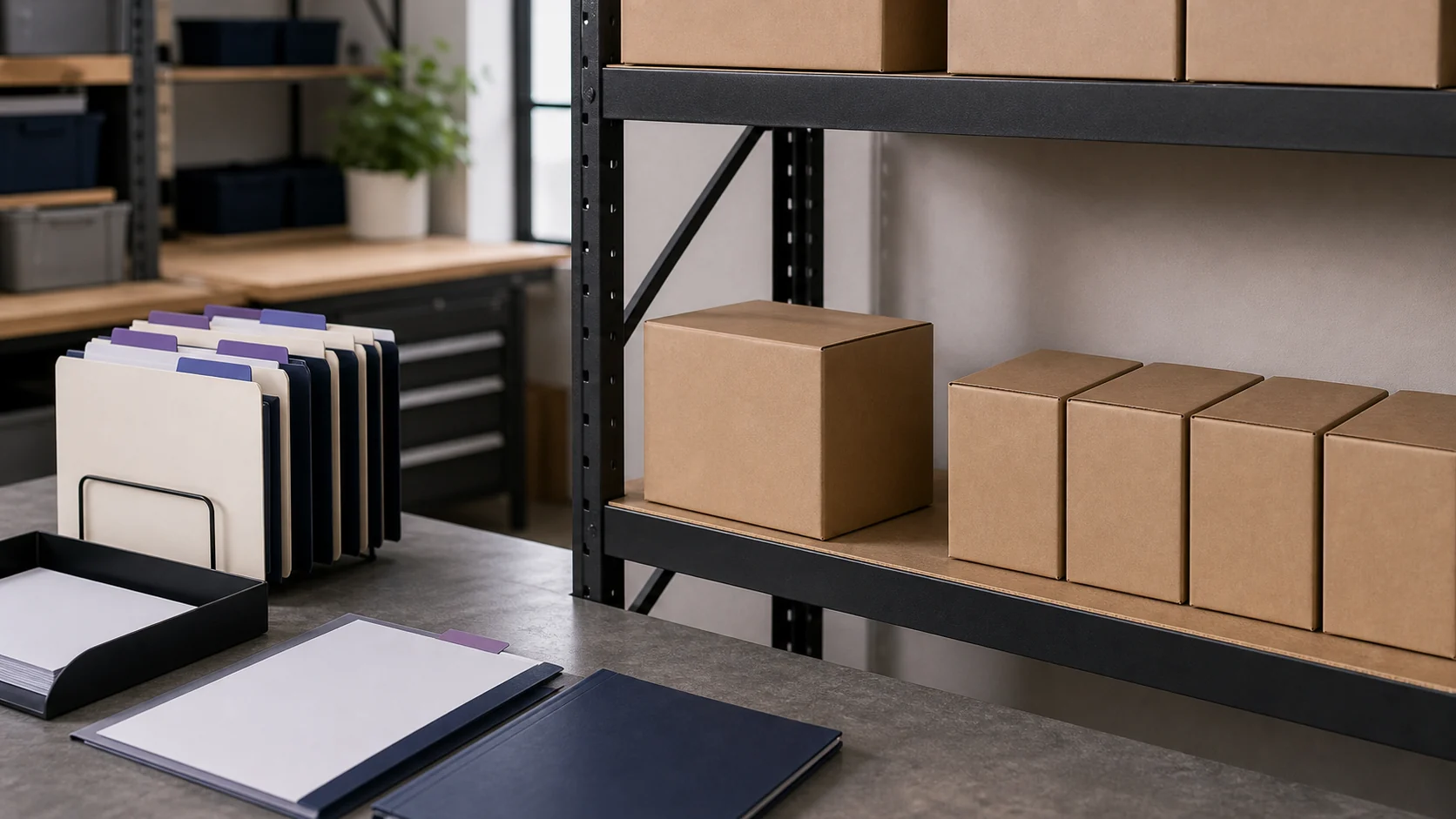 Supply shelf with one dominant vendor box balanced by smaller suppliers